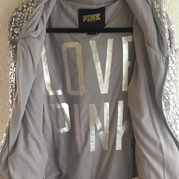 Pink faux fur metallic leopard zipped hoodie - Picture 3 of 4